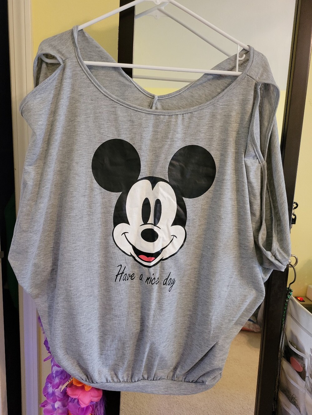 Womne Mickey Mouse Graphic Top - Gray